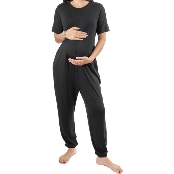 Jump'n Mama Slouchy Maternity Jumpsuit - Size S (Black) - Picture 1 of 5